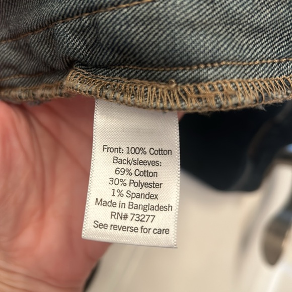 Lauren Conrad LC Jean Jacket Denim Jacket slightly Distressed Dark Denim Size XL - Picture 3 of 7